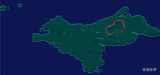 threejs大连市甘井子区geoJson地图3d地图红色描边闪烁警报